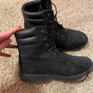 All black Timberland Boots
